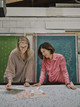 Christopher Farr Cloth design team at Ivos Printers – Creative Director Michal Silver and Design Director Nina Luminati reviewing colours for the Fogo Island Collection.